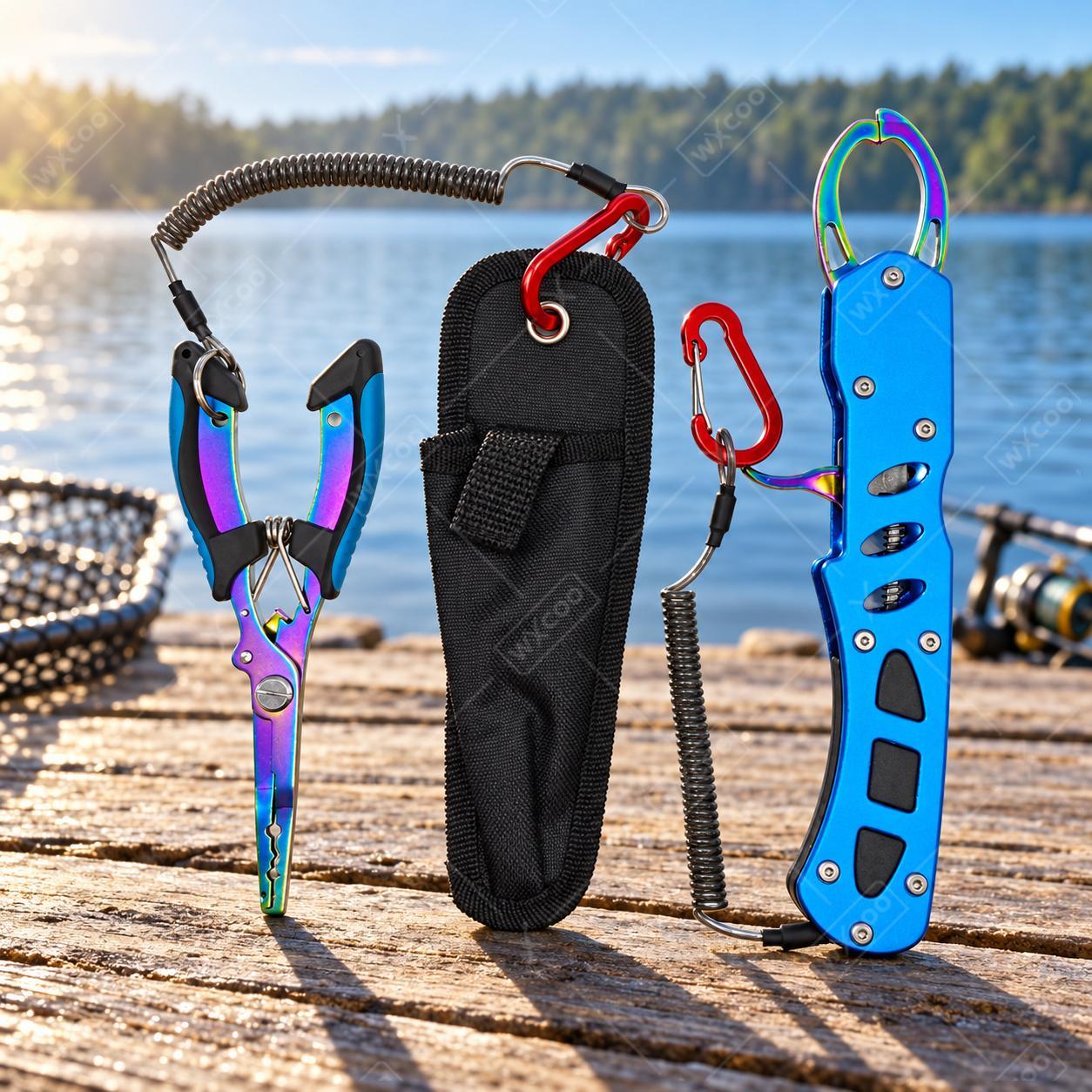 Fishing Hook Sharpener - Синие рыболовные плоскогубцы с титановым покрытием