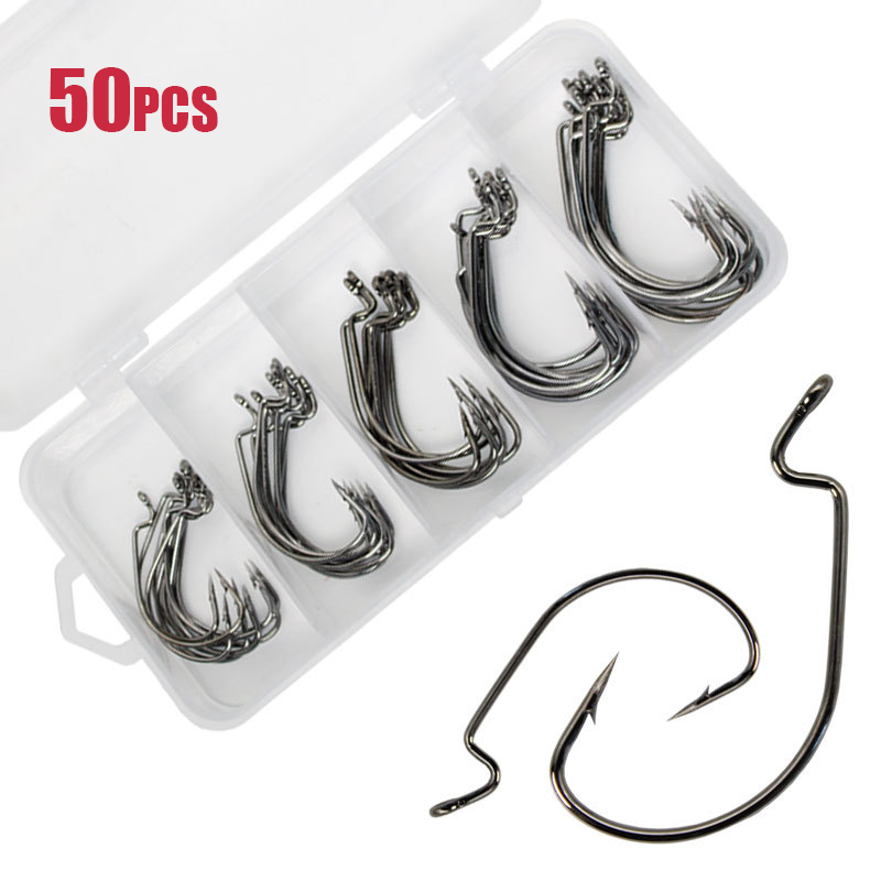 50 шт., широкий крючок-червяк, – обзор и цена Fishing Hook Offset