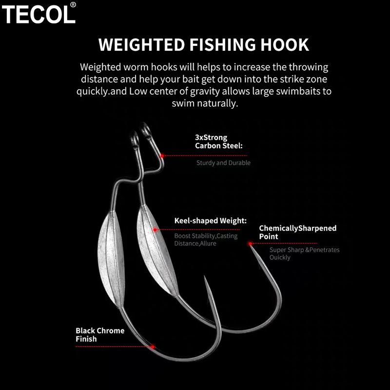 Крючки TECOL 3 шт. (6/0, 8/0,  – обзор и цена Fishing Hook Offset